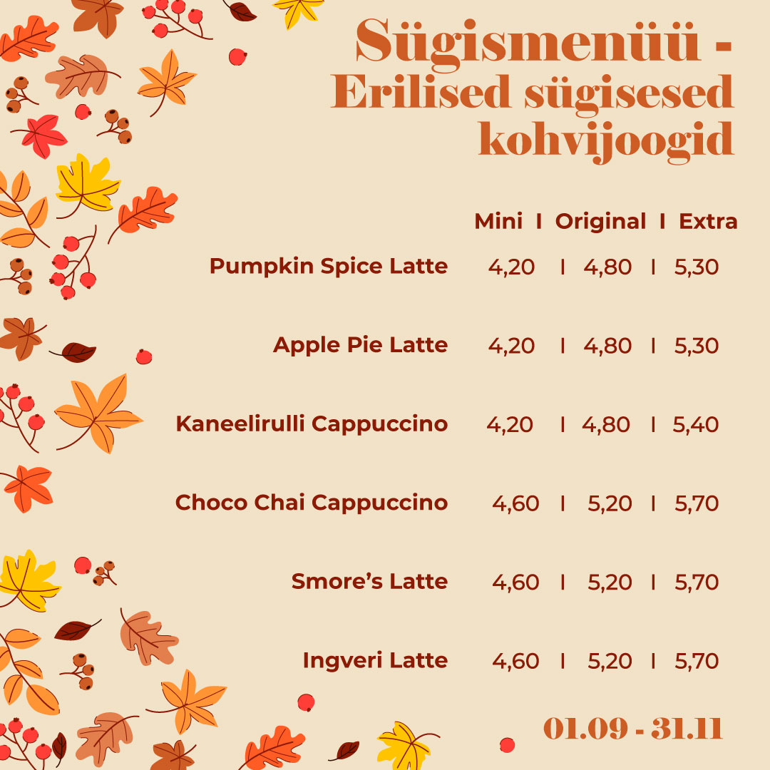 Coffee In sügismenüü