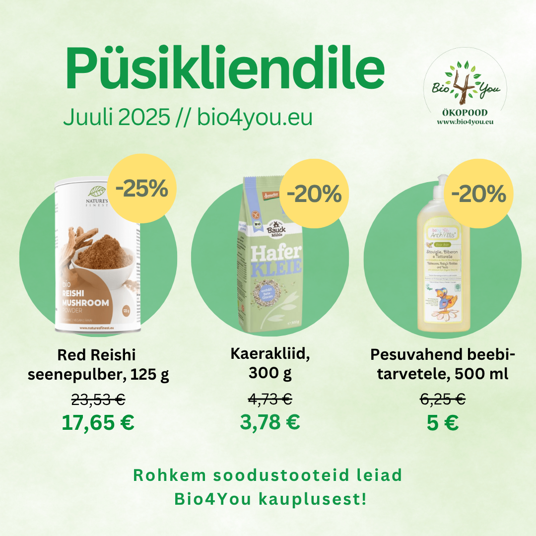 Bio4You püsikliendi eripakkumised juulis:  armastatud ökotooted kuni 25% soodsamalt!