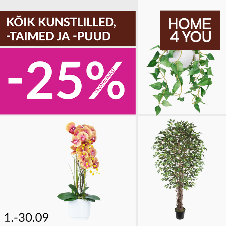 Kõik kunstlille, -taimed ja -puud -25%