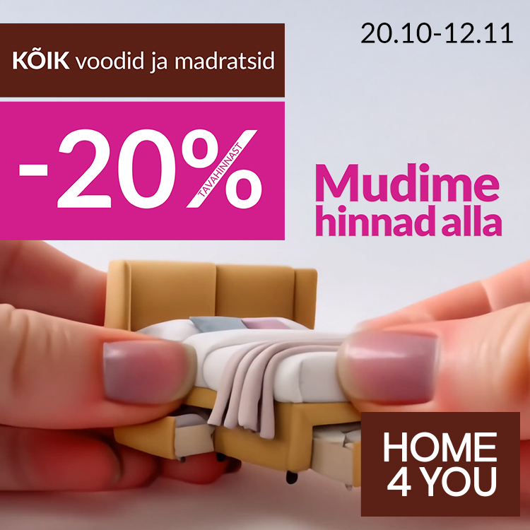 Mudime hinnad alla! Kõik voodid ja madratsid -20%