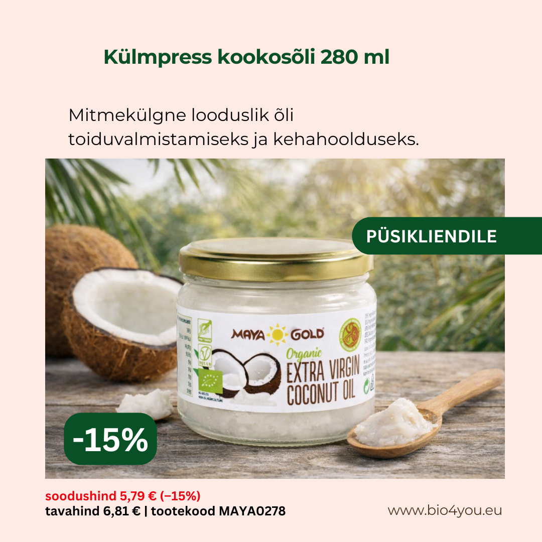 Bio4you püsikliendile- Külmpress neitsikookosõli -15%