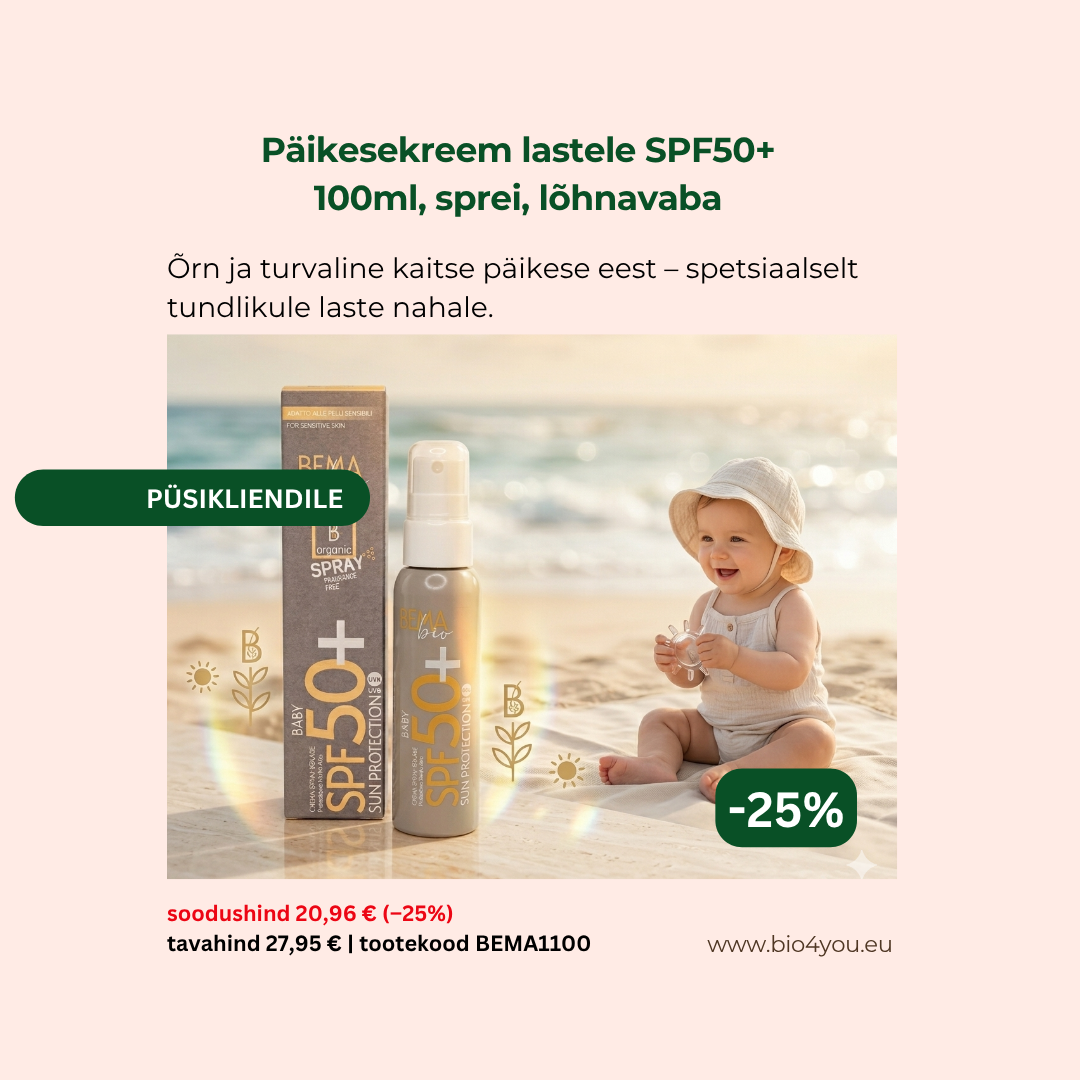Bio4You püsikliendile- öko päiksekreem lastele -25%
