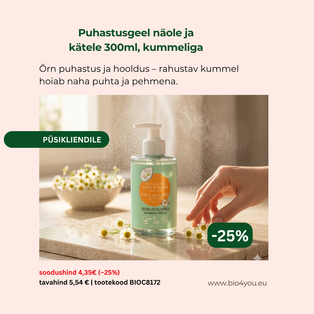 Bio4You püsikliendile- puhastusgeel näole ja kätele -25%